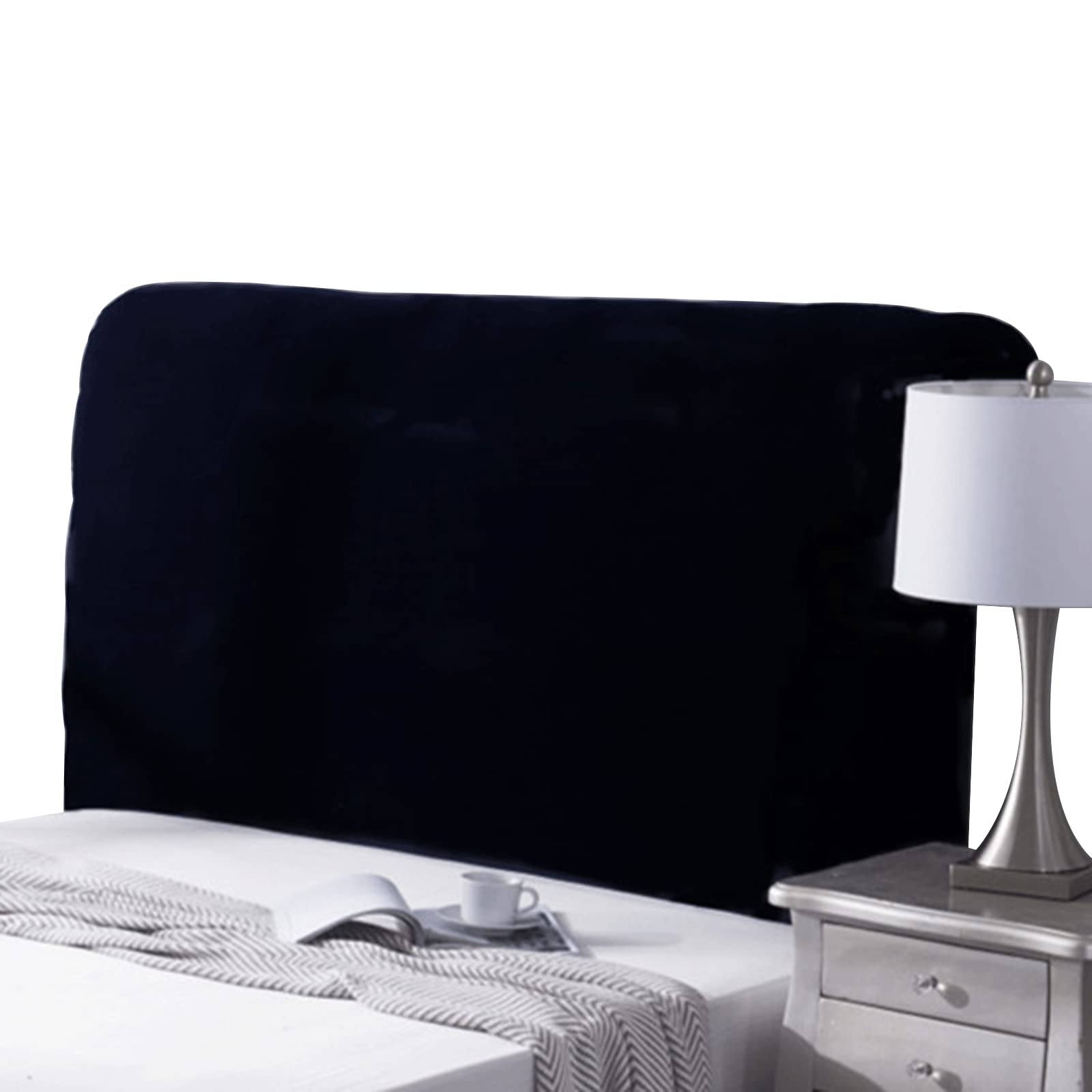 Kopfteilbezug 120 160 180 140 200 cm, Strecken Bettkopfteil Hussen for Gepolsterte-/Holz-/Leder Bett Kopfteil Abdeckung Rechteckiger/Leicht Abgerundeter Bett Staubdicht Schutzhülle(90-110cm,Schwarz)