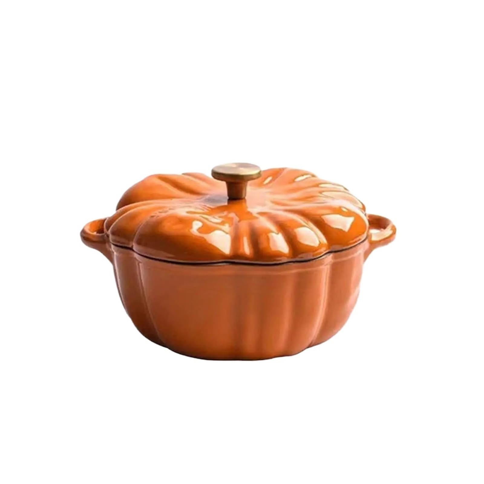 Horno holandés de calabaza Olla de hierro fundido esmaltada antiadherente 1,5 l con tapa y asa, forma calabaza, for guisos sopas