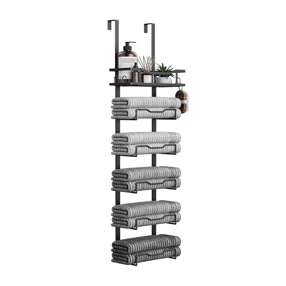 FGXHHS 6-Tier Wall Mounted Coat Rack & Over The Door Towel Storage for Small Bathrooms - Space-Saving Solution Coats, Towels Accessories