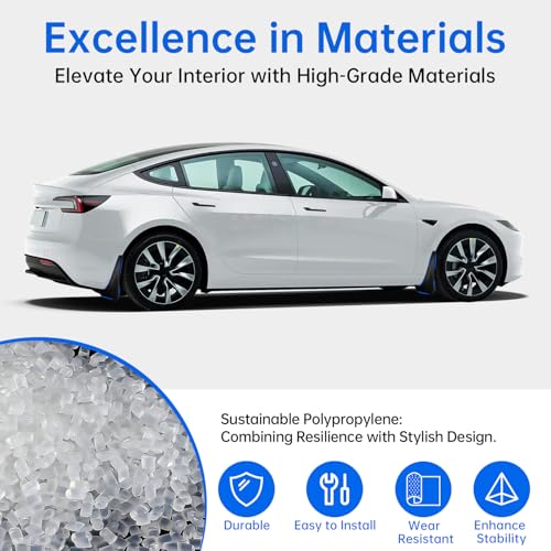 Image of Zekrom Upgraded Mud Flaps for Tesla Model 3 2016-2023 Accessories, No Drilling Required, All-Weather Mud Splash Guard Body Kits (Set of 4 Black)