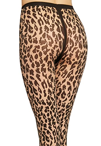 Wolford Leo Tights 20 Denier Pantyhose for Women Leopard Print Sheer Opaque Animal Pattern Hosiery with Knitted Waistband4