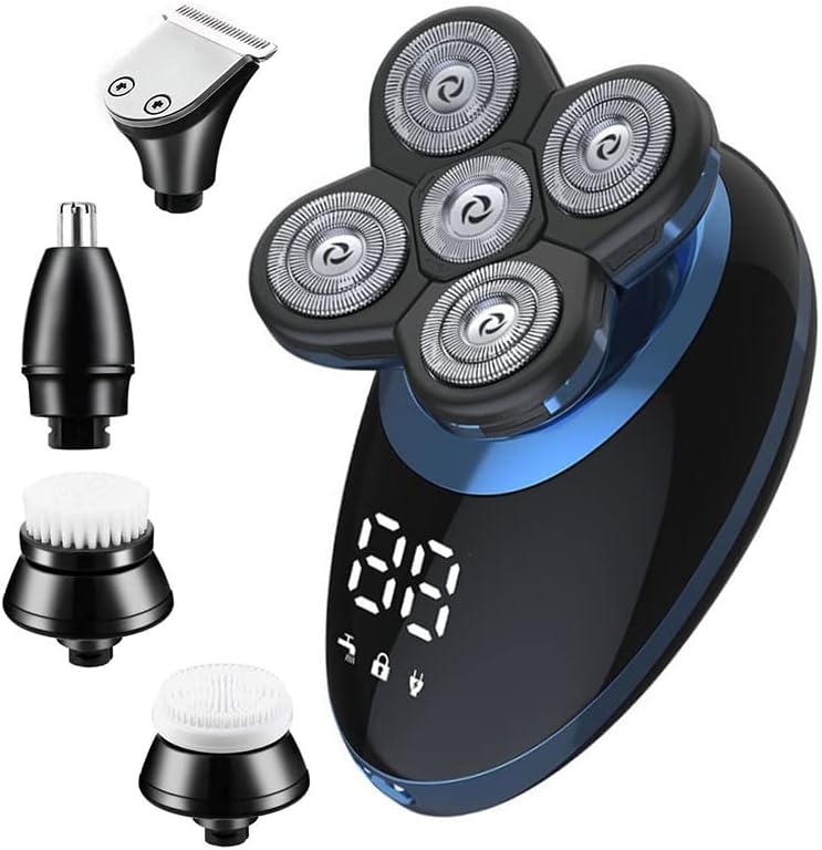 Head Shavers for Bald Men, All in one grooming kit facial body electric shaver hair trimmer beard electric razor for men bald shaving machine LCD display (Color : 5in1)