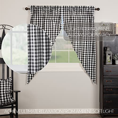 VHC-Brands-Annie-Buffalo-Check-Curtain-Prairie-Panel-Set-63x36x18-Black VHC Brands Annie Buffalo Check Curtain Prairie Panel Set 63x36x18 Black
