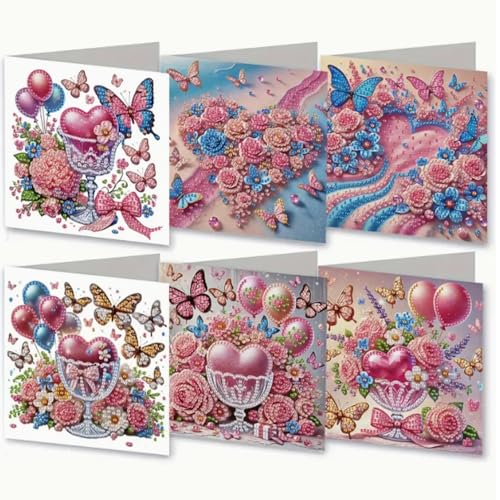 Cartes de vœux originales Syntego : lot de 6 cœurs pour éviter les mots banals