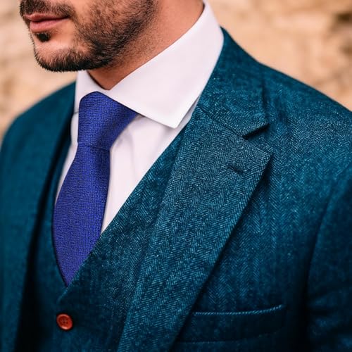 Image of Barry.Wang Skinny Ties for Men Cashmere Wool Blend Necktie with Tie Clip