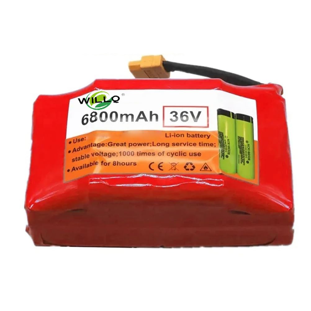 Batería de Repuesto para Scooter de 36 V, 6800 mAh, 6,8 Ah, 10S2P, Recargable de Iones de Litio con Conector XT60 y Placa de protección BMS.