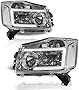 ALZIRIA Headlight Assembly Led Day Running Light Compatible with 2004-2015 Nissan Titan / 2005-2007 Armada (Chrome Housing Clear Reflector)