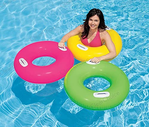 Image of ClearChoice:- Adult Swimming Ring Pool Float Tube Water Toys with 2 Handles(Size - 30''inch)(Multi Color)(8 + Years Up)(1 PIS)