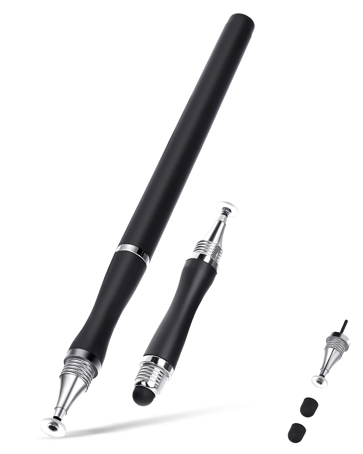 Stylus Pens for Touch Screens, Capacitive Stylus Pen for iPad, Disc & Silicone Tip2 in 1, Universal for Apple/iPhone, iPad Pro, mini, Air, Android, Microsoft and Other Touch Screens, Black