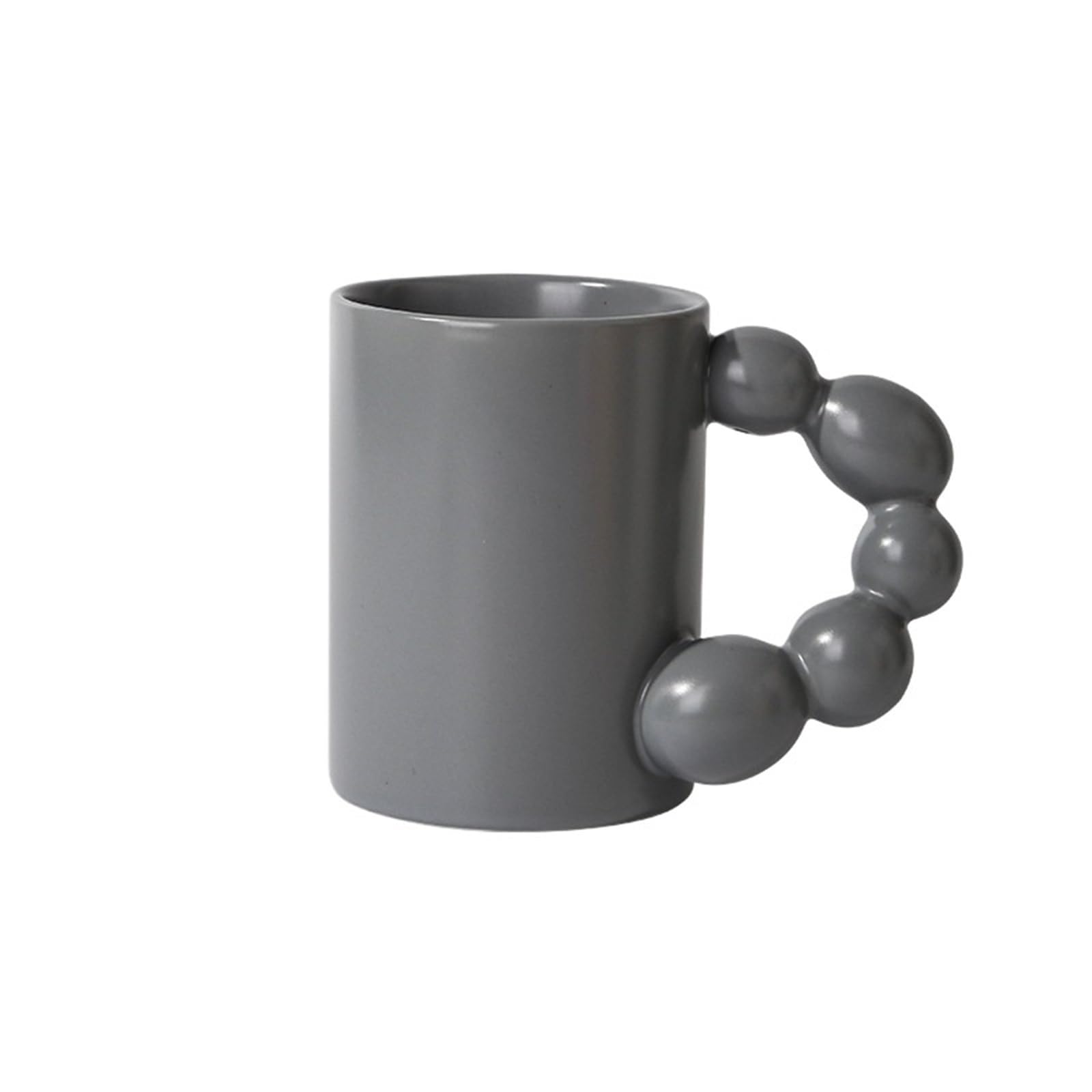 HLHLOP777 Coffee Mugs Mug Large Capacity Beaded Handle Solid Color Straight Body Simple Ceramic Coffee Coffee Cup(Gris)
