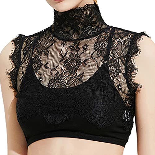Hollow Out Floral Lace High Neck Fake Collar Detachable Floral Shawl Dress Shirt Decorative False Collar Poncho2