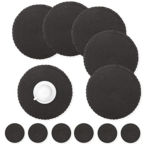 wiipara Round Woven Placemats Set of 6