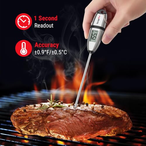 Image of TempPro TempSwift 1 Sec Digital Food Thermometer for Kitchen Cooking | Meat Thermometer Digital, 5.3 inches Super Long Probe, Bread Baking Sourdough Liquids Candy Making Accessories Gift