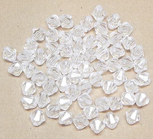 Perlin Bicone Beads, Crystal, Bicone Rhombus Faceted Acrylic Beads, 10 x 10 mm, Pack of 150, White, 10mm - Image 4