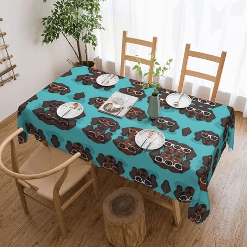 Mantel Estampado De Pointer Alemán De Pelo Corto con Gafas Manteles Durabilidad Cubierta De Mesa Antimanchas Protector Mesa para Festivos Casa Fiestas 137X183CM