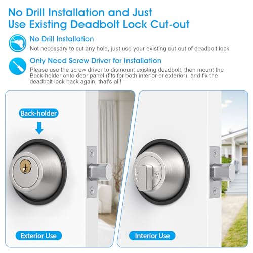 AST Round Deadbolt Lockout Device with Padlock and 3 Brass Keys, No Drill Install, Protect Keyhole, Toddler Proof Deadbolt Cover, Home Door Safety Reinforcement Lock, Matte Black with SS Padlock - Image 2