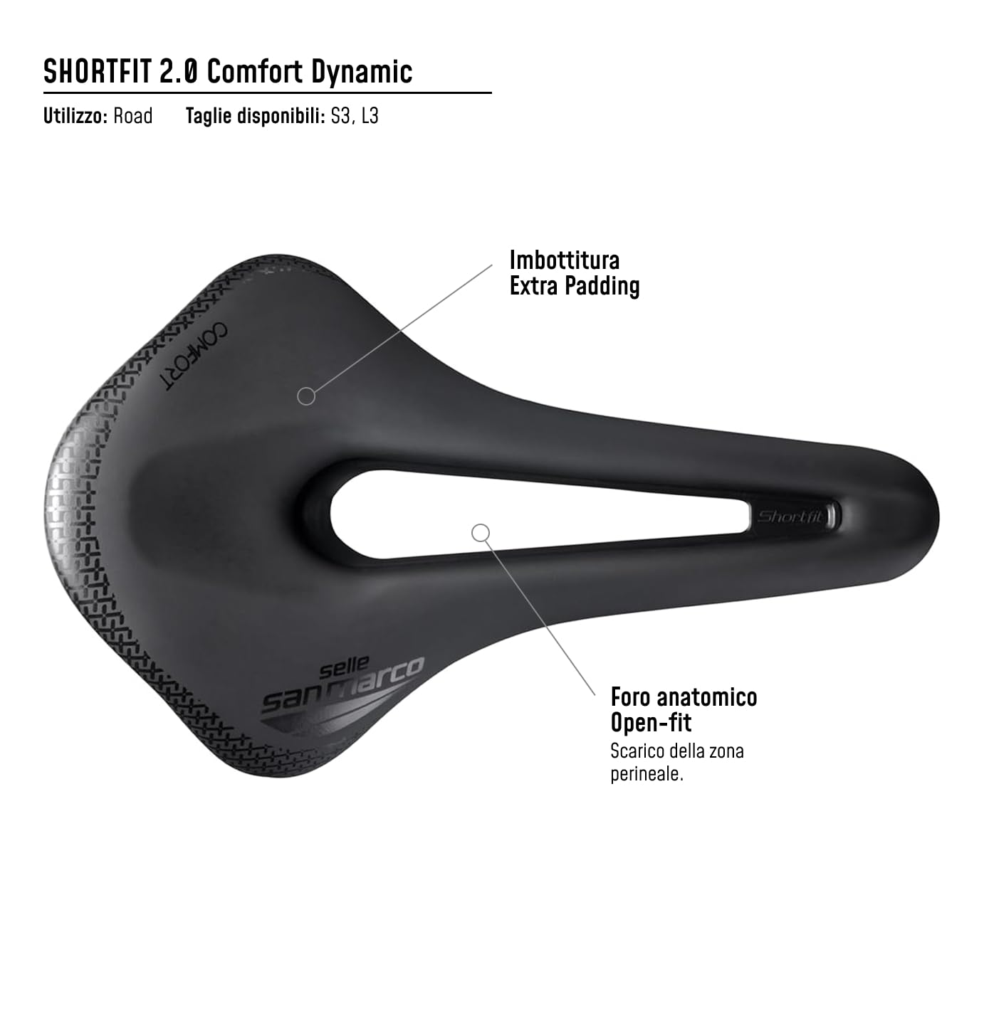 Selle San Marco Shortfit 2.0 Comfort Dynamic - Sella Bicicletta Sella