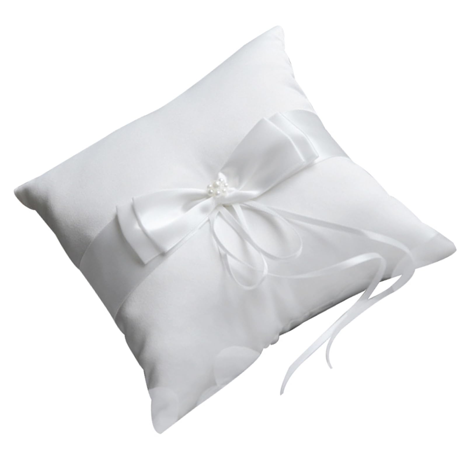 HDOYTXXM Pearls Rings Pillow for Wedding Parties and Celebrations Exquisite Wedding Rings Bearer Cushion Bow Newlywed Ceremony