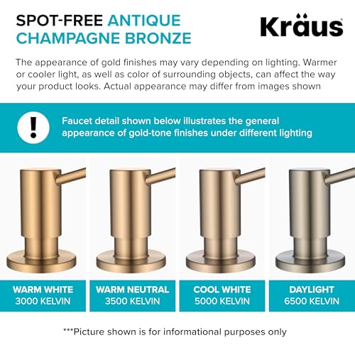 Image of KRAUS Britt Commercial Style Spot Free Antiqued Champagne Bronze Pre-Rinse Kitchen Faucet with Deck Plate and Soap Dispenser, KPF-1690-KSD-53SFACB