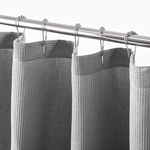 ROLIZOE Waffel-Duschvorhang 183x183 Cm - Hotelstyle Mit Edelstahl-Haken