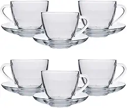 Inga - Jogo Xicaras 230Ml De Vidro Cha Com Pires 12Un Inga Cm6