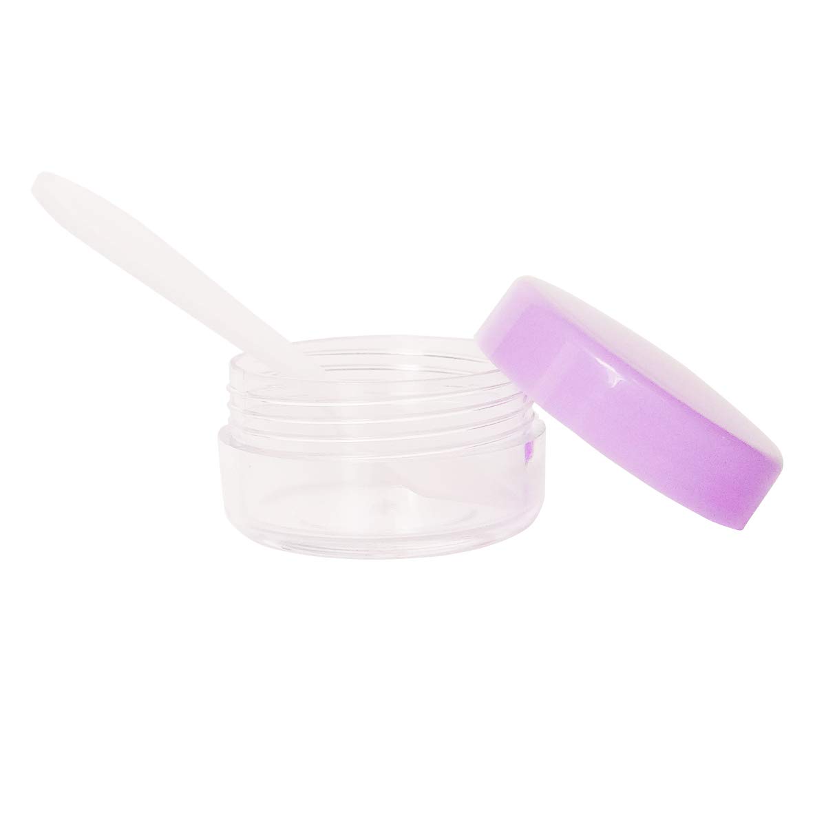 12 szt. 10 gramów 10 ml małe puste słoiki na próbki, pojemnik na kosmetyki do wielokrotnego napełniania, plastikowy okrągły garnek fioletowa zakrętka pokrywka, mała butelka 10 g, rozmiar