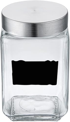 Miniatura 7 de Restaurantware Vetri - Tarro de almacenamiento de vidrio de 58 onzas, con tapa, etiqueta de pizarra, 3 12 x 3 12 x 7 14 pulgadas, caja de 1 unidad