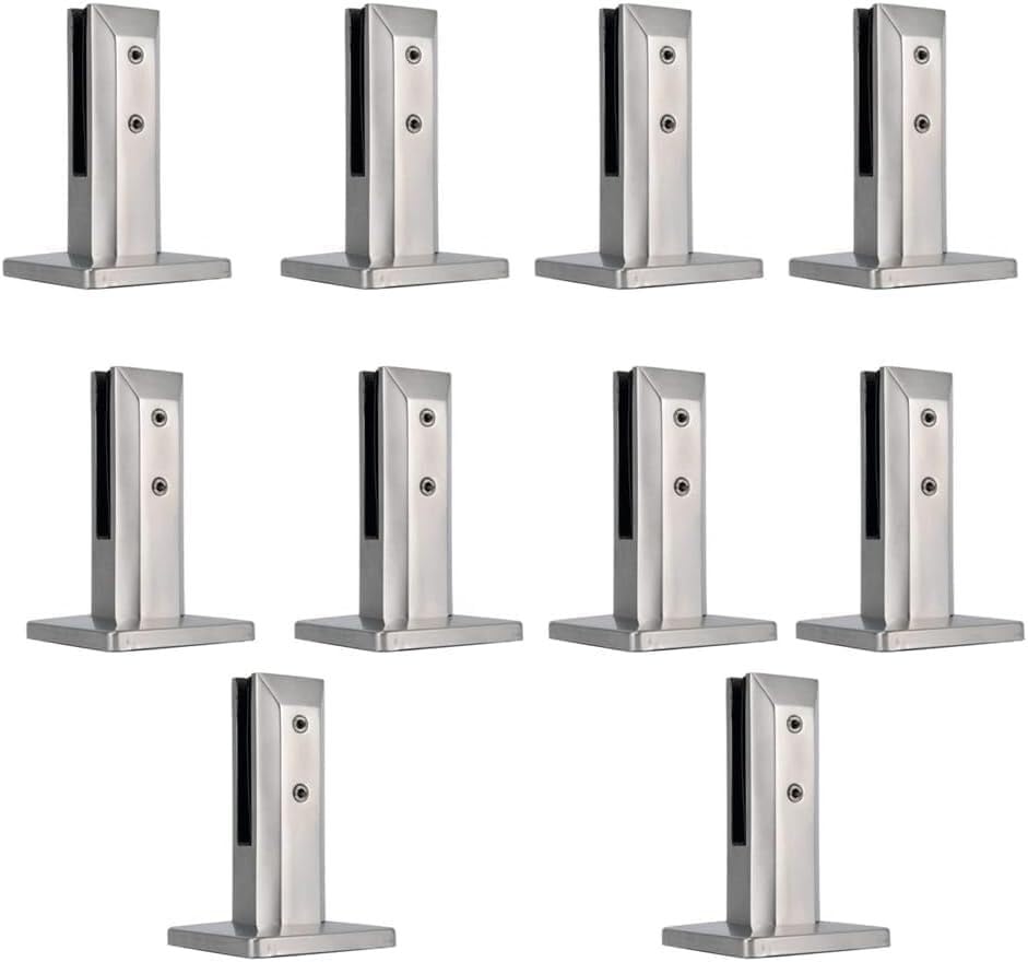Pince à verre réglable 200mm pour sol et rampes d'escalier | Lot de 10 fixations