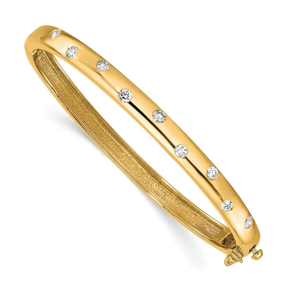 0 50 Ct Diamond 14k Solid Gold Hinged Bangle Bracelet