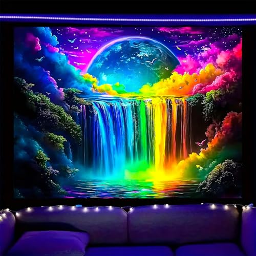 Image of Nuxovilar Rainbow Waterfall Wall Tapestry Polyester 78.74x59.05 In