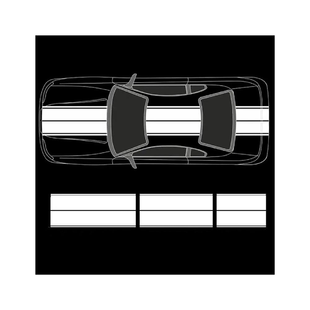 Full Body Vinyl Decals Racing Stripe Design for Roof Hood Door Exterior(White)