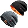 Lvaiz 2 Pack Gorro de invierno con forro de tela polar reversible para hombre y mujer, gorro de punto con tapa de calavera para hombre y mujer, cálido, a prueba de viento para exteriores