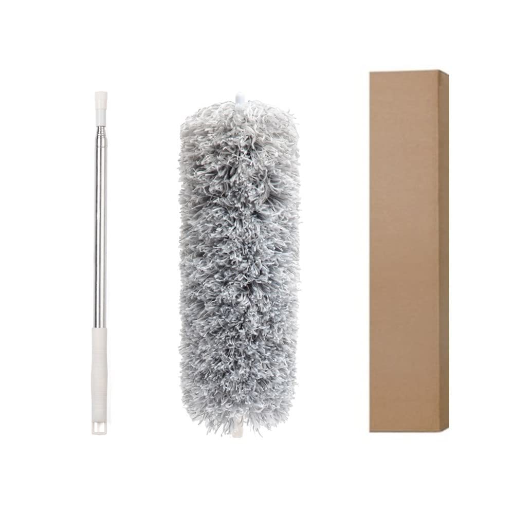 Feather Duster, Microfiber Bendable Cleaning Duster, Improved Long Pole Duster (30 to100 inches), Scratch-Resistant Hat for Clean home, Ceiling Fan, High Ceiling, Blinds, Furniture & Car