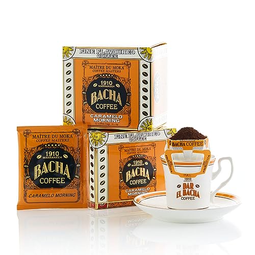 Bacha Coffee | Caramelo Morning Fine Flavoured, Medium Roast, 100% Arabica Specialty Coffee, 12 Coffee Drip Bags, Gift Box