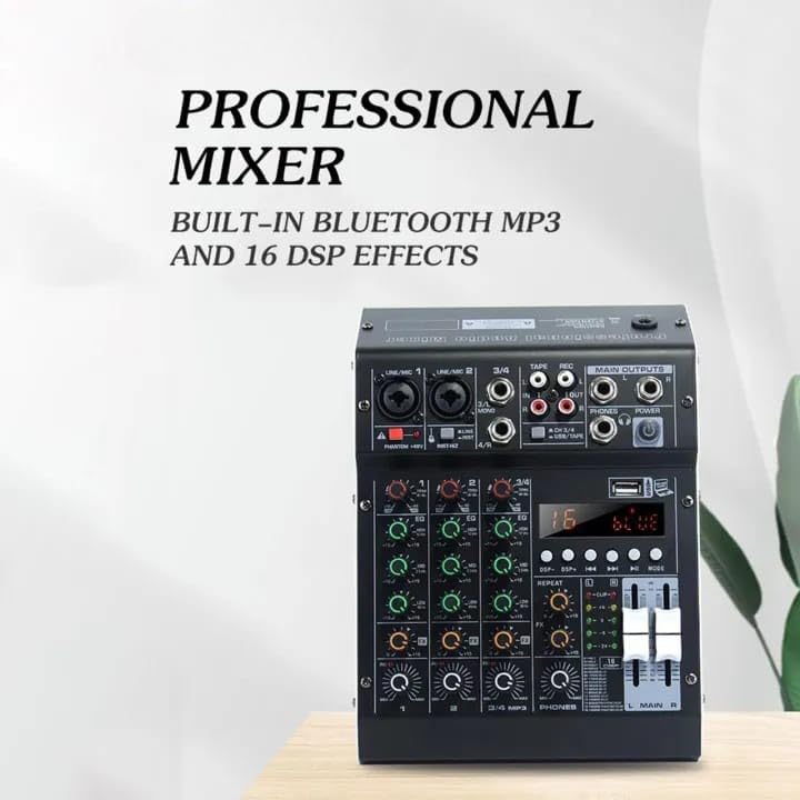 kh Audio Mixer 4 Channel for Stage Live Studio Stereo Recording DJ Stage Professional Audio Mixer Sound Board Console System Interface 4 Channel 48V Phantom Power (4 Channel DSP) - Image 9 thumbnail