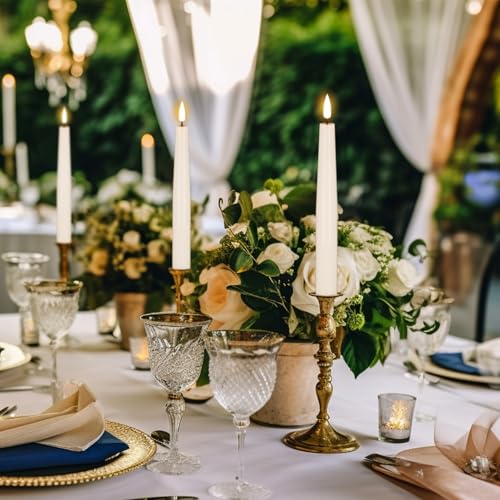 Image of Flameless Taper Candles with Remote, Real Wax LED Taper Candles Battery Operated with 3D Flickering Wick, 4 Pack White Flameless Candlesticks for Halloween Christmas Wedding Holiday Decor