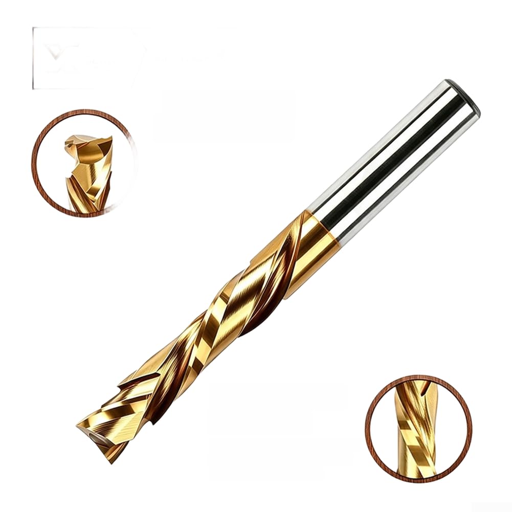 Fresa de Compresión CNC 3/8" para acero Carburo Recubierta Fresa(Gold)