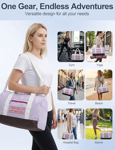 Image of Venzina Unisex Large Capacity Gym and Travel Backpack, Multi-Compartment Sports Duffle Bag with Organized Storage, Multi-Way Carry Yoga Crossbody Bag for Fitness, Workout, Hiking, Daily Use- Purple