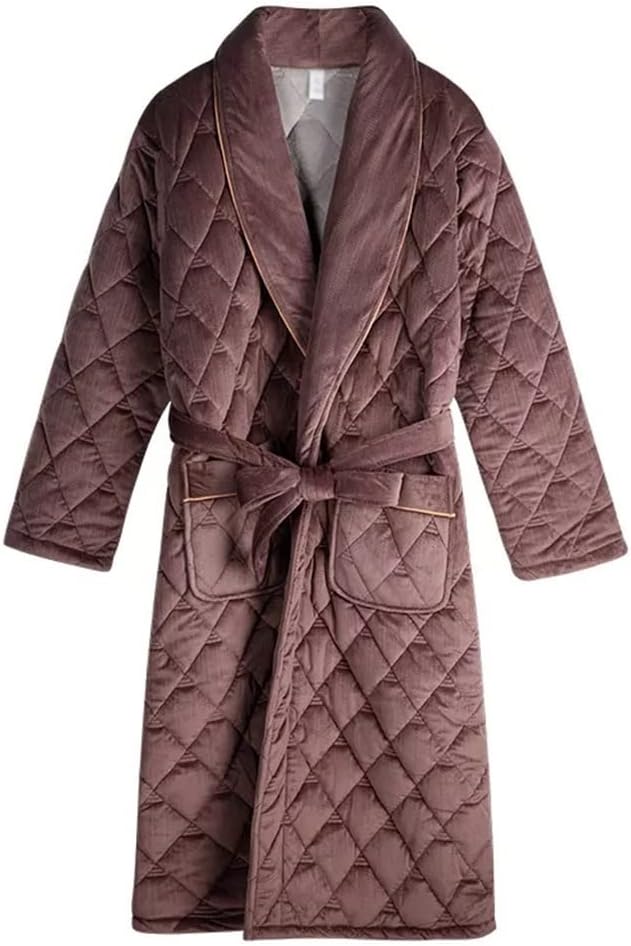 Winter bathrobe men's bathroom quilted pajamas thickened long coral fleece shower home clothes
