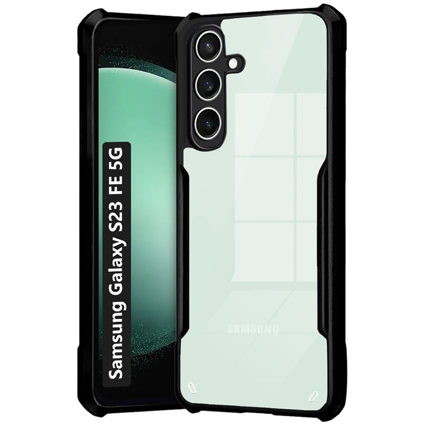 Zege compatible with Samsung Galaxy S23 Fe 5G Clear Case Hard Pc Back Cover With Shockproof Tpu Black Border 360 Degree Impact Resistant Non-Yellowing Transparent Cover For Samsung Galaxy S23 Fe
