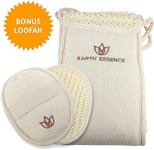 Earth Essence Exfoliating Back Scrubber for Shower - #1 Exfoliating Scrubber Eliminates Acne & Cleanses Without Back Strain - Back Scrubber for Men & Women - Shower Scrubber with Premium Loofah Pad by Earth Essence