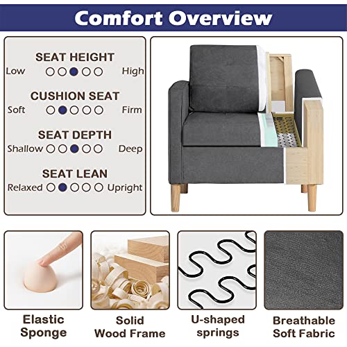 Sthouyn BCSFX Mid Century Modern Upholstered Fabric Accent Chair With Arms Set Of 2 Armchair Comfy Reading Chair For Living Room Studio Office Couch thumb #6