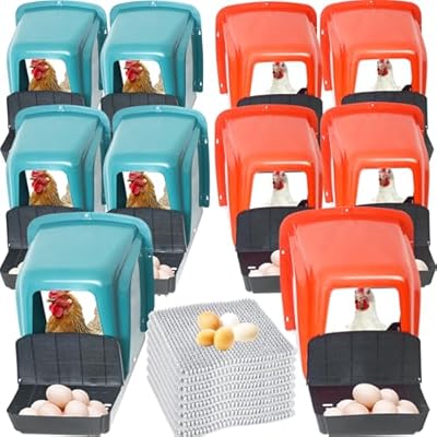 HOLOLIJO 10-Pack Chicken Nesting Boxes with Perch, Roll-Out Laying Boxes for Hens,Egg Nesting Box for Chicken Coop, Large