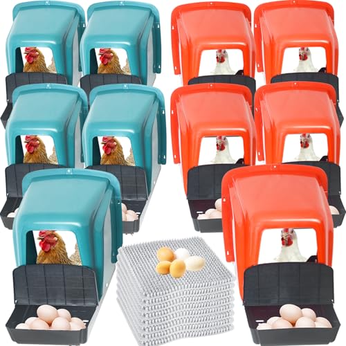 HOLOLIJO 10-Pack Chicken Nesting Boxes with Perch, Roll-Out Laying Boxes for Hens,Egg Nesting Box for Chicken Coop, Large