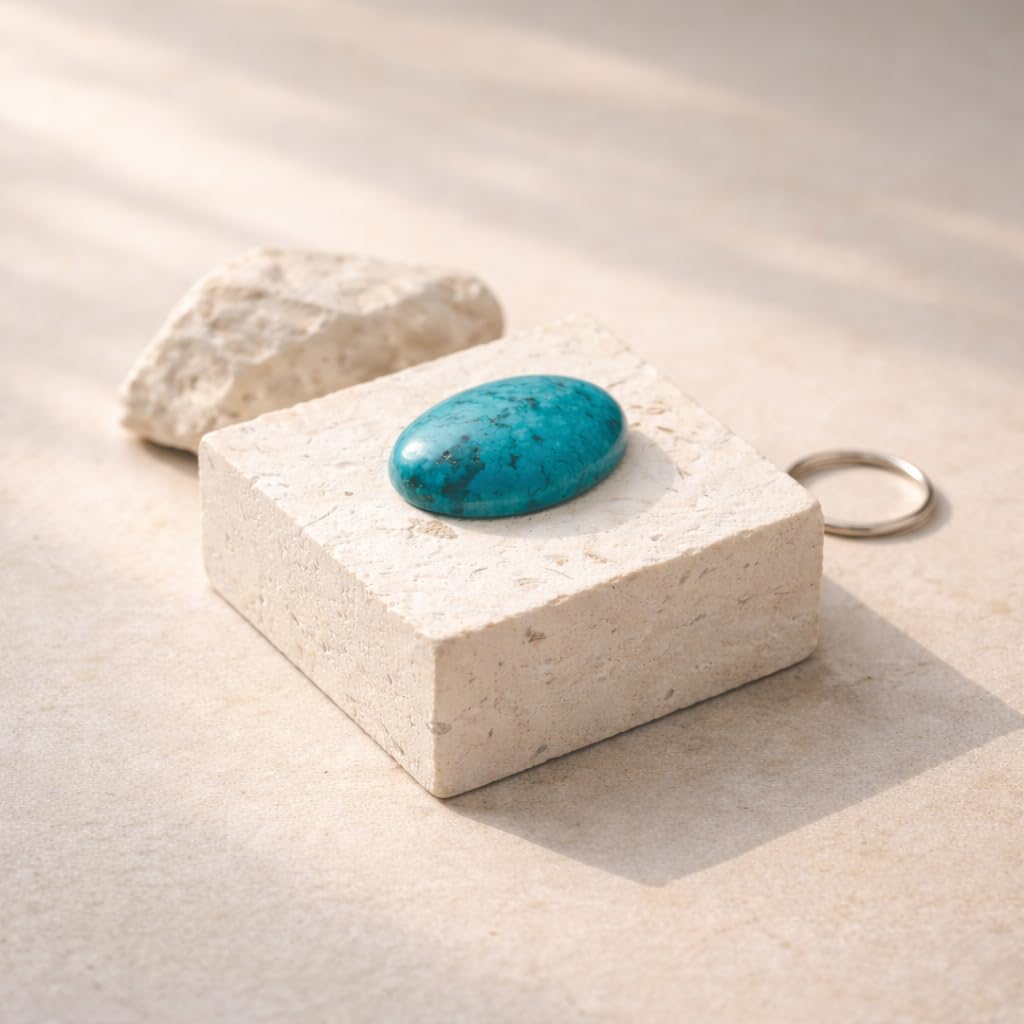 Authentic and Spiritual Protection Stones from Israel, Turquoise Stone on Jerusalem Dolomite Limestone for Religious Inspiration and Meditation