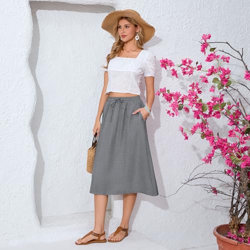 Image of Witsmile Women's Summer Pleated High Waisted Casual Flowy Skirt Pockets