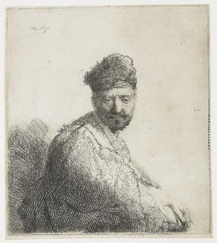 Toile Murale Rembrandt Van Rijn Homme Barbu Robe Orientale Peinture Salon 60x90