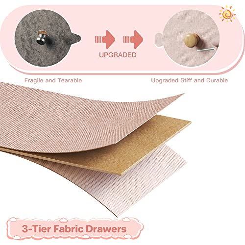 Enhomee Pink Dresser For Bedroom With 7 Drawers And 2 Shelves, Pink Dresser For Girls Bedroom With Wooden Top And Metal Frame, Dressers & Chest Of Drawers For Bedroom, Closets, Nursery, Pink #TOP7