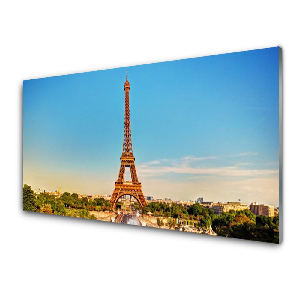 Tableau en verre trempé Tulup anti-poussière motif Tour Eiffel pour salon moderne