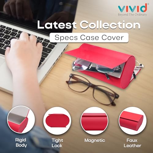Image of VIVID Vision Unisex Adult Eyewear Specs Case Cover | Screw Driver | Free Cloth | Protect Eye Glasses | Chashma Dibbi | Spectacle Box | Magnetic | IC-560 | Pink | 3 IN 1